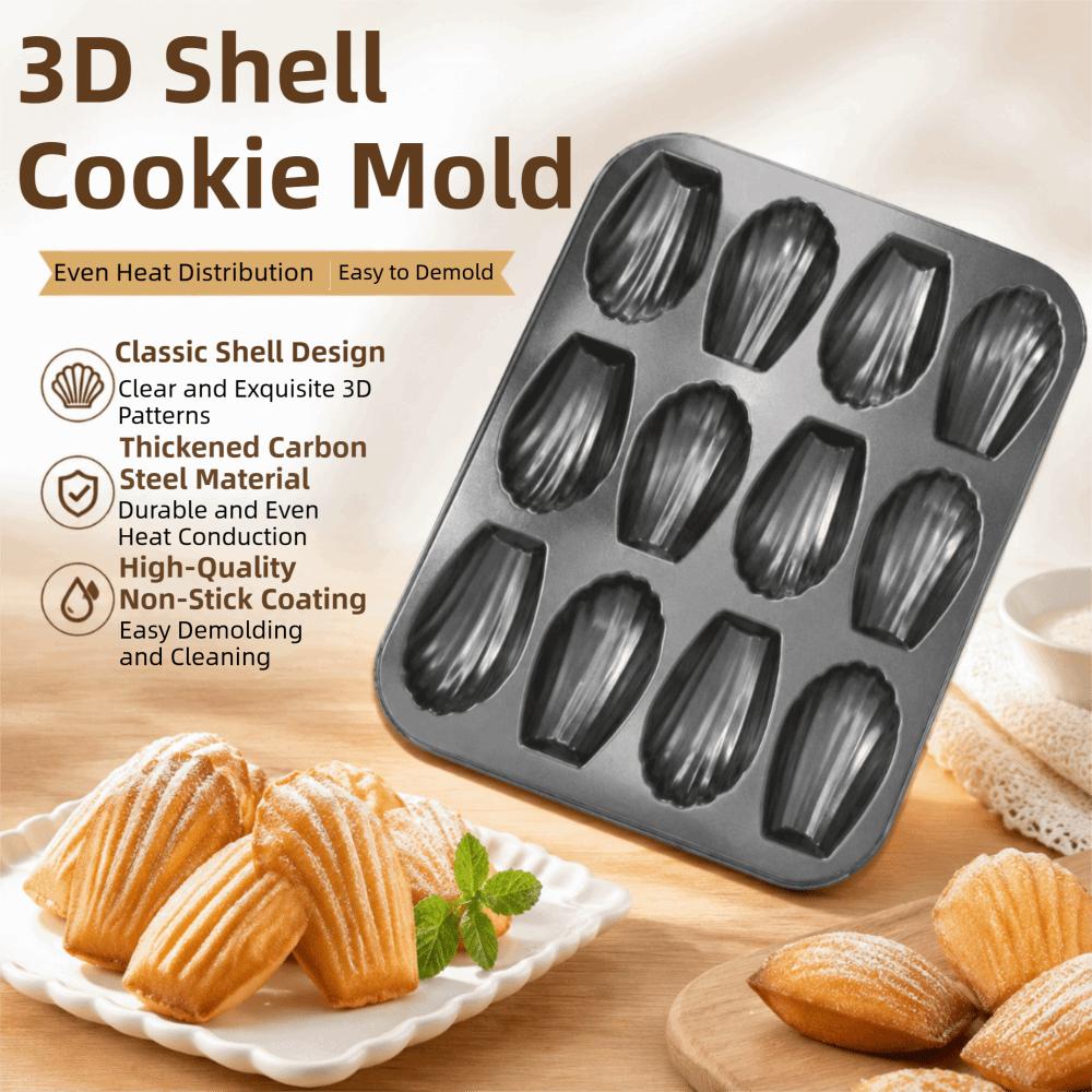 12 Hole Cake Mold Carbon Steel Baking Tray Sturdy Cupcake Mold Baking Tool