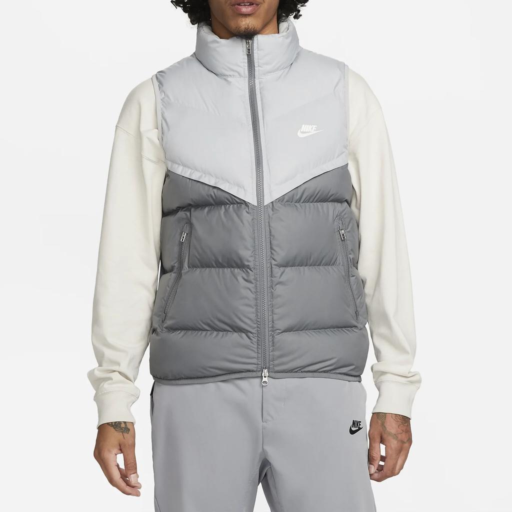 Nike Storm-FIT Windrunner Color Block Logo Stand Collar Zip Vest Men Vests Gray FB8193-077