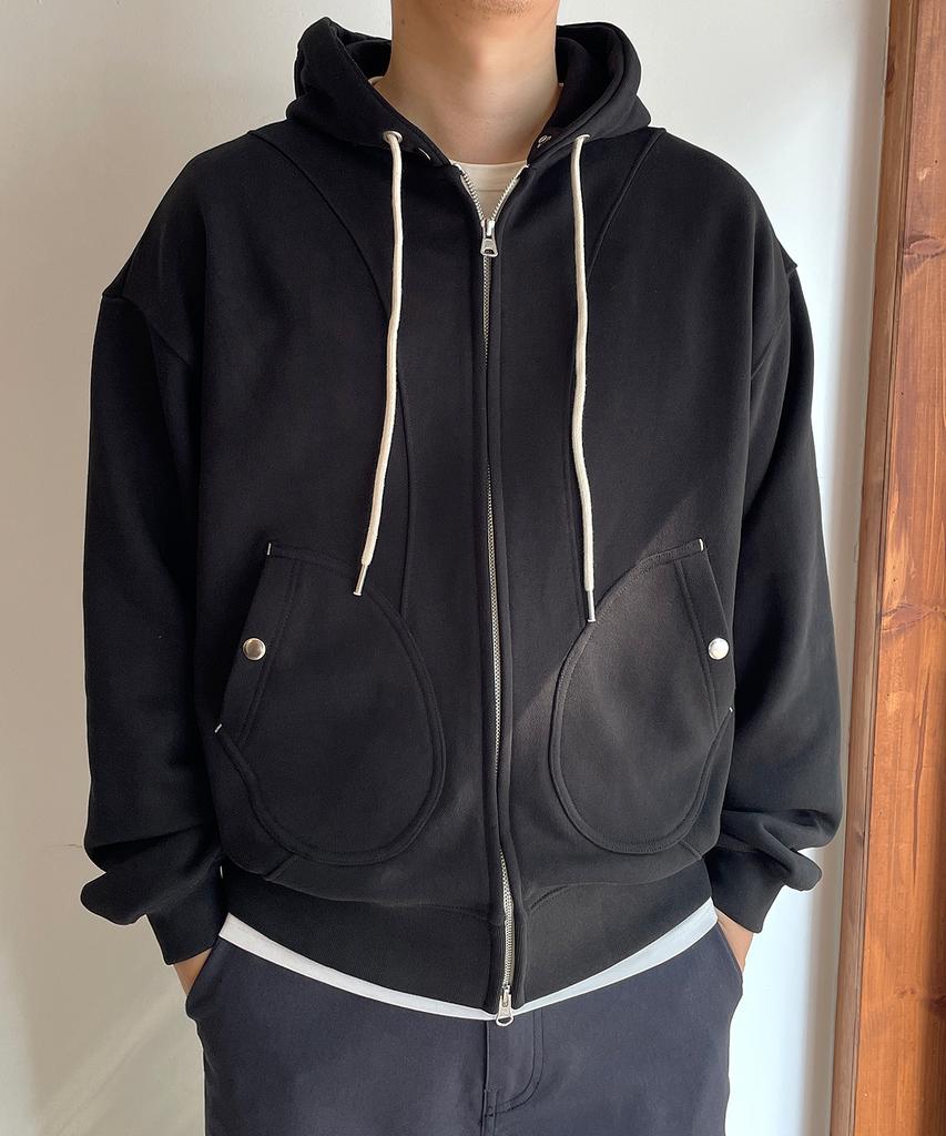 Youneedgarments Curved Hooded Sweatparka (Black)