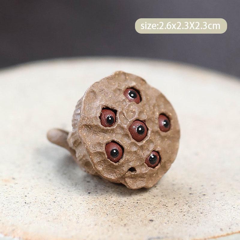 Yixing Handmade Sculpture Purple Clay Tea Pet Lotus Seed Model Figurine Ornaments Desktop Art Tea Ceremony Decors Accessories