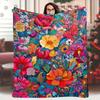 Lebhaftes Buntes Blumenmuster Decke Überwurfdecke für Couch Bett Sofa Weiche Warme Flanelldecken für Tragbare Heimdekoration