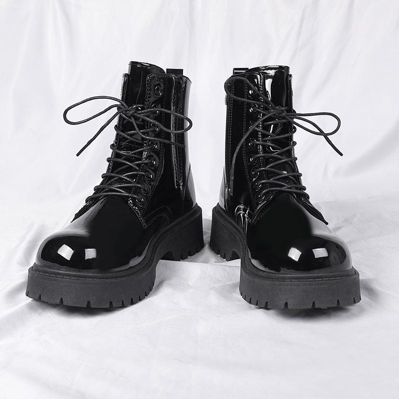 Spring Motorcycle Work Boots High Top Soft Leather Waterproof Casual Footwear Tooling Boots 37 чёрный