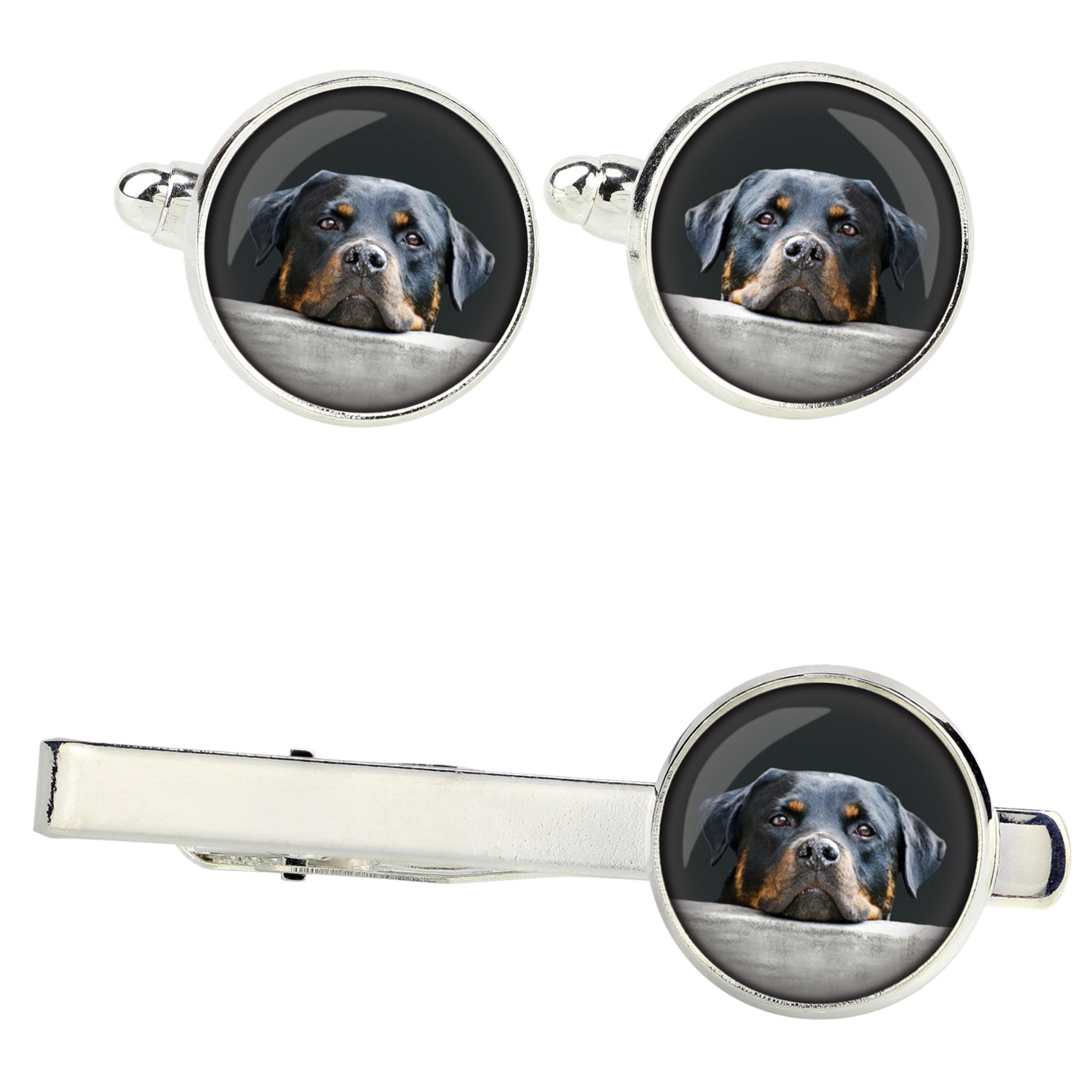 

Rottweiler, Rott, Rottie - cufflinks and tie with your photo, a suit decoration, men s jewelry from the Art-Dog brand. срібний