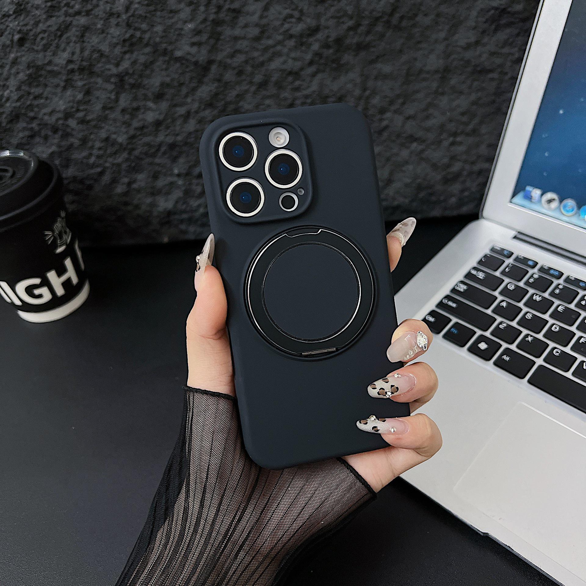 

Macaron Liquid Silicone Magnetic Bracket Case for iPhone 17 Pro, 360° Rotation, Drop-Proof 16 Pro