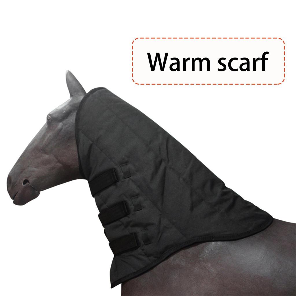 Waterproof Horse Neck Cover Thickened Filled Neck Warmer Protector with Three Straps for Cold Weather Equestrian Riding