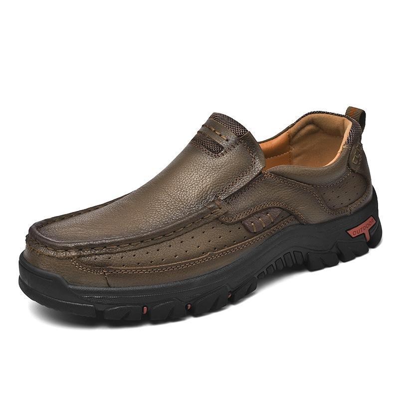 38-51 large size men's casual leather shoes 2025 autumn new first-layer cowhide hiking shoes tooling shoes