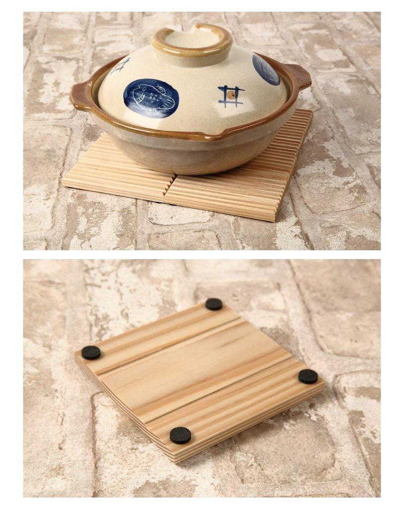 KATOMOKU Natural Wood Coasters (Set of 4) - Made from wood sourced from the mountains of Gifu Prefecture. 95 x 95 x 9mm. Made in Japan. (km-17NA)