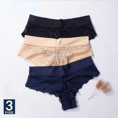 3Pcs Women's Sexy Lace Panties Thongs G String Seamless Underwear Women Panty Briefs Bikini Cotton