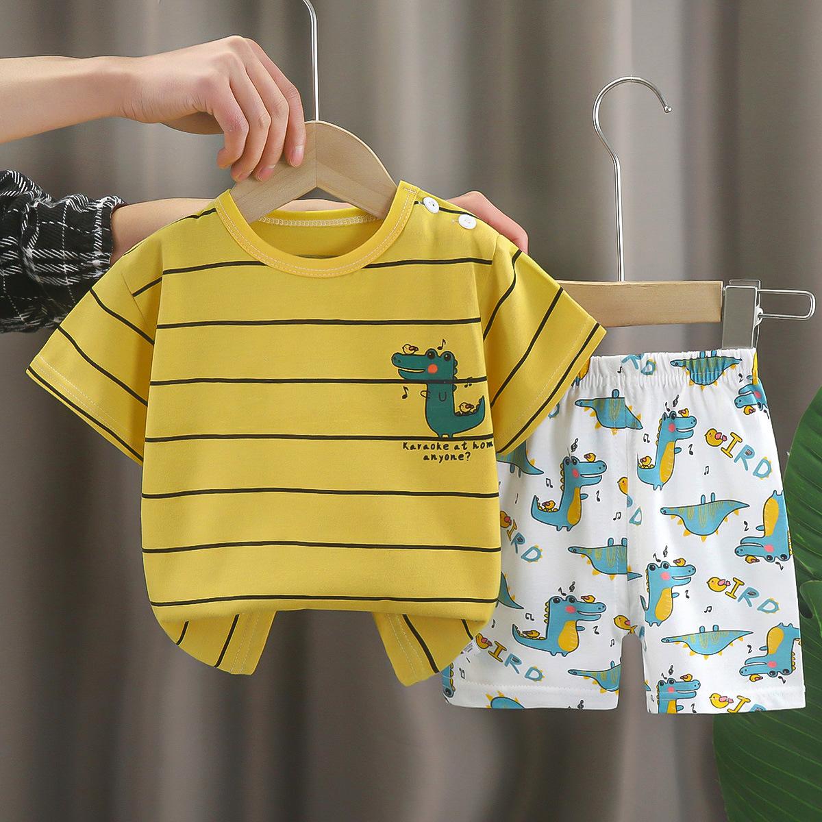 

Детская одежда Детские комплекты Футболка для мальчиков и девочек Шорты 2 шт Летняя хлопковая одежда с коротким рукавом Детская одежда Костюм для малышей 110cm