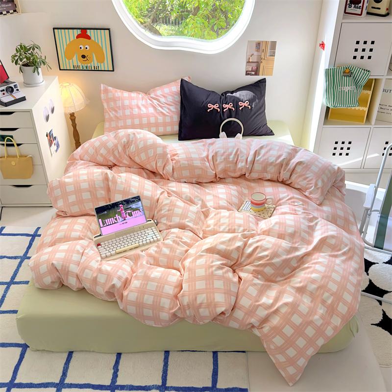 

Ins Stripe Bedding Set with Pillowcase bed sheet Single Full Size Bed Linen Duvet Cover Set Queen/King Double Comforter Cover Single 3pcs 150x200