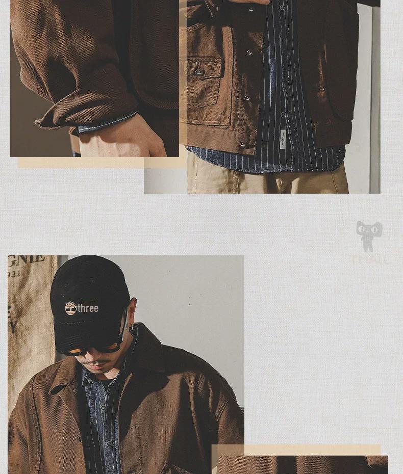 Jay Leno Men's Retro American Workwear Denim Jacket - Autumn Trendy Loose Fit Coach Jacket