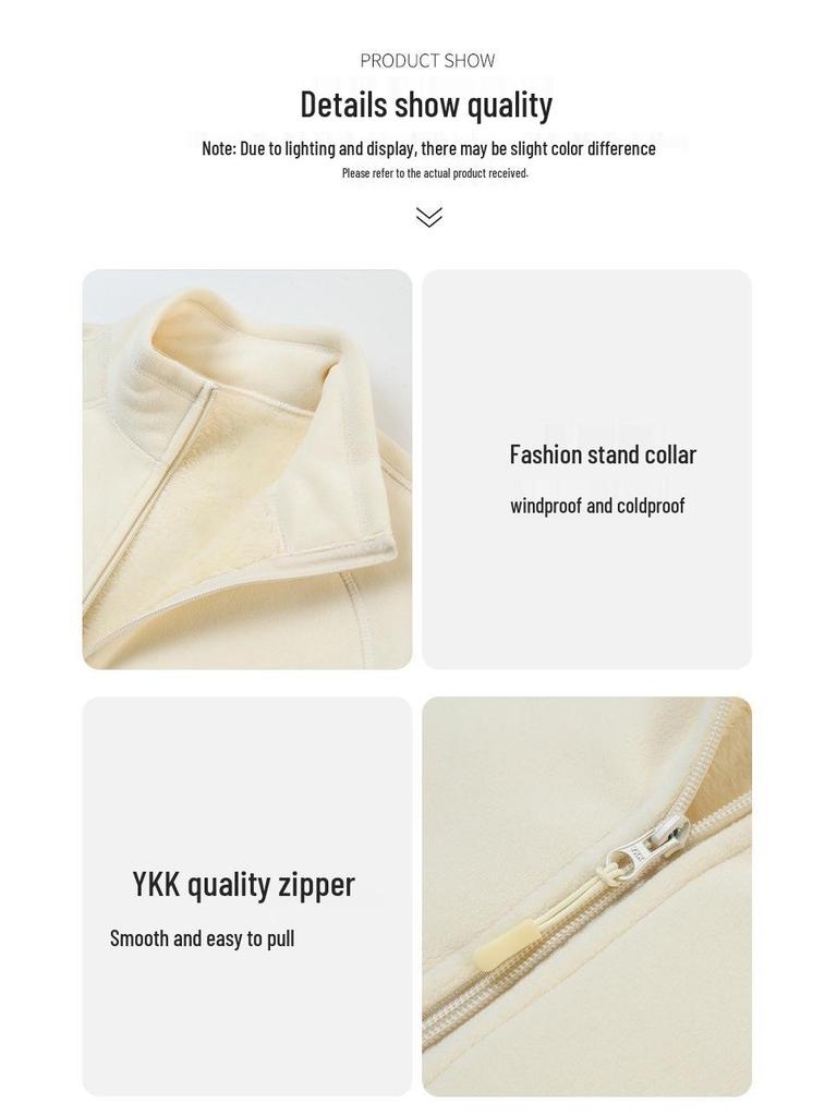 Unisex Fleecejacke mit Stehkragen - Lammfleece-Cardigan für Herbst und Winter, Kundenspezifisches Logo verfügbar