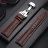 Butterfly Buckle Lizard Grain Genuine Cowhide Watch Strap Quick Release Leather Band Men Women 16/18/20/22mm Wristband Bracelet