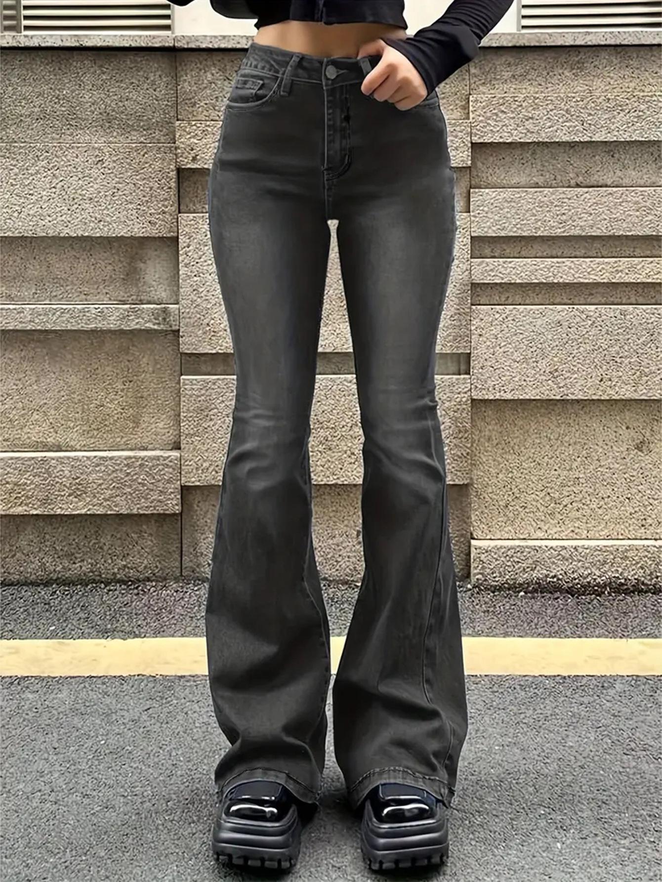 Women s Slimming Gray Flared Denim Jeans Small