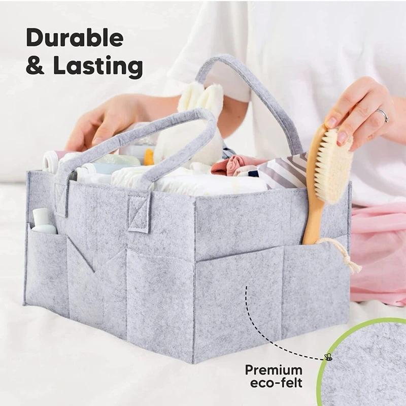 Tote Bag For Mommy Baby Diaper Storage Organizer Baby Stroller Tote Basket Felt Fabric Bag Multifunctional Felt Diaper Bags