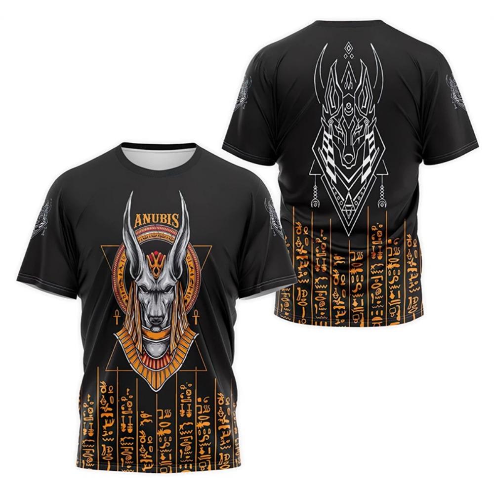 Ancient Egypt Pharaoh Anubis Pattern 3D Print T-Shirts Men Women Short Sleeve T Shirt Unisex Harajuku Y2k Tees Tops Kids Clothes