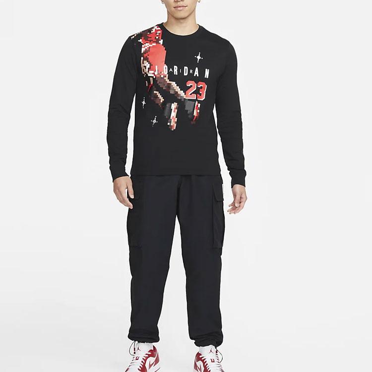 Jordan Holiday Casual Sports Crew Neck Letter Print Long Sleeve T-Shirt Men Tops Black DC9794-010
