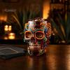 Dekoratives Glas für Hausbar Tag der Toten Weinglas, mit 3D-Reliefmalerei, Handbemaltes Einzigartiges Dreidimensionales Gotisches Totenkopf Whiskey