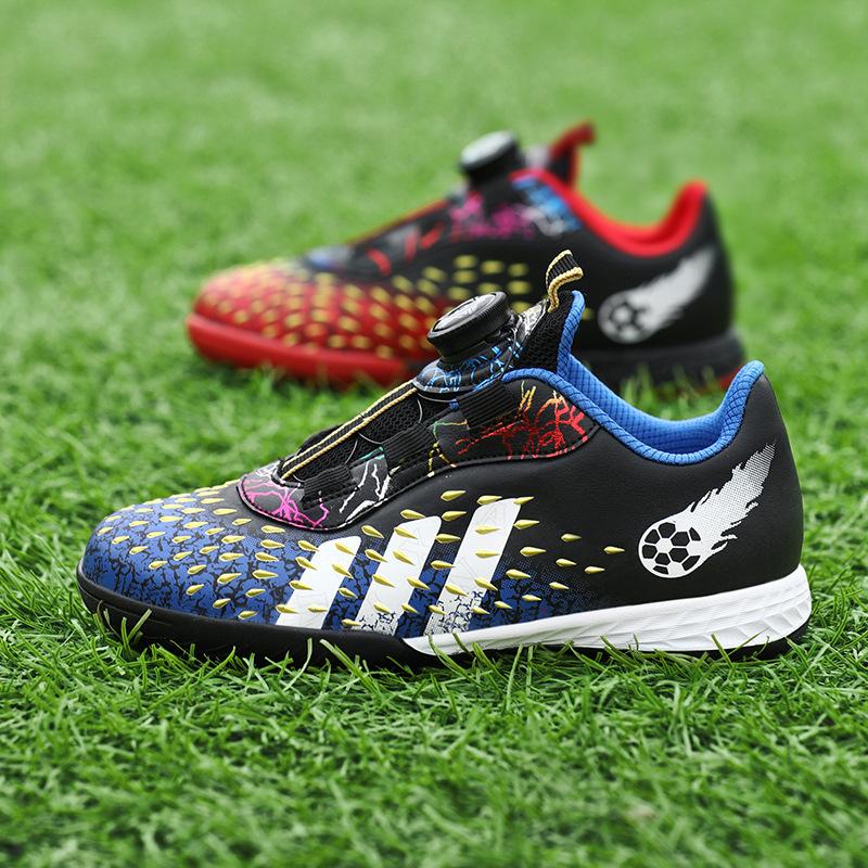 2024 new rotating button children's football shoes girls primary school boys game tf broken nails girls training shoes