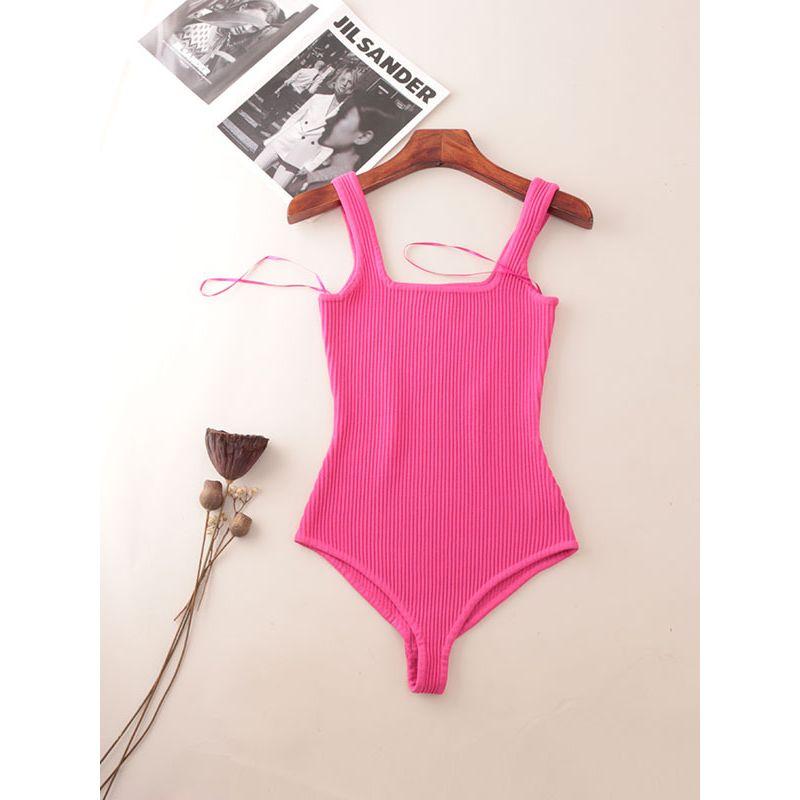 Western Style High-Fixed Rib Square Collar Pure Desire Positioning Clothing Foreign Trade Original Order Slim fit Briefs Sexy One-Piece Vest