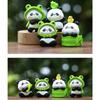 Cute Panda Embracing Bamboo With Frog Headwear Mini Model For Kids And Collectors