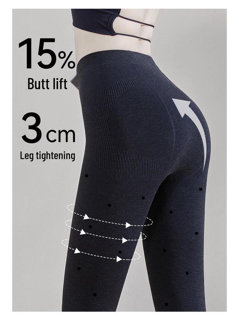 2025 New Style Gray Polka Dot Leggings - Women's Autumn/Winter Plush, Thick, Slimming Pantyhose