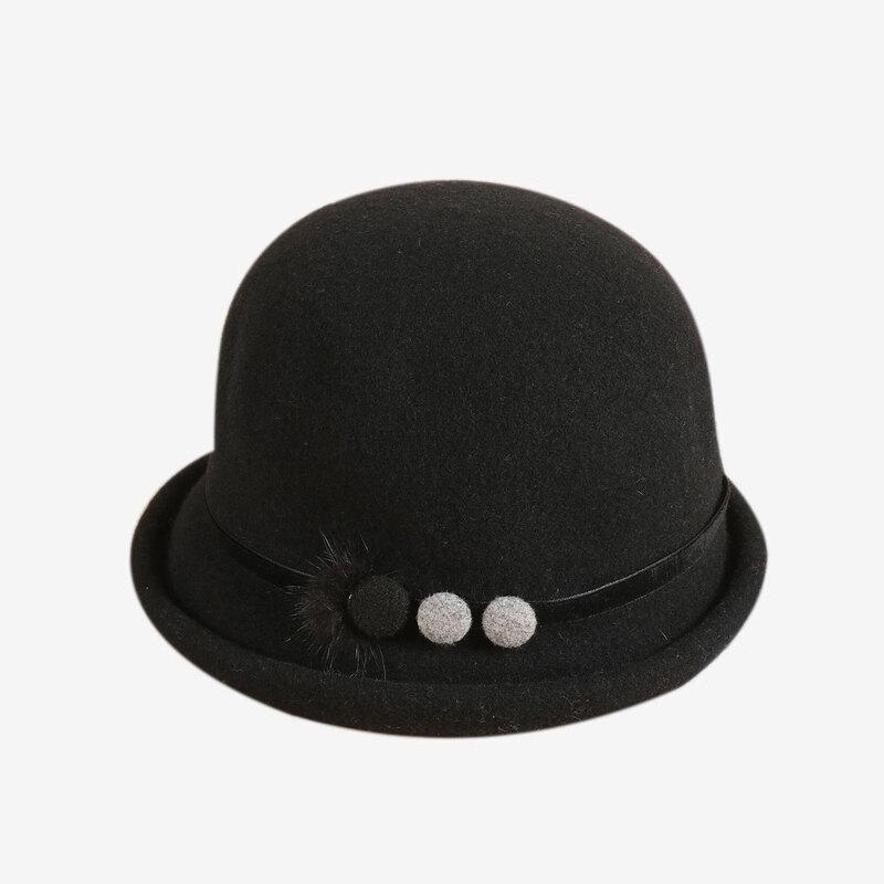 Женская ретро-шляпа-рыбак в французском стиле из шерсти JIAOXIU One Size