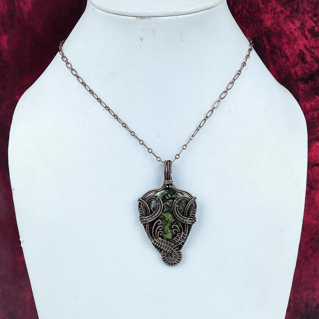 Dragon Bloodstone Pendant Copper Wire Wrapped Pendant Handmade Gemstone Jewelry