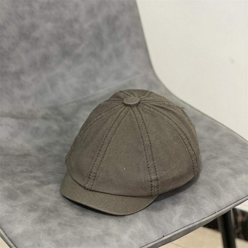 JYL TS DIY Washed Beret Women Spring Korean Solid Color Painter Hat Cotton