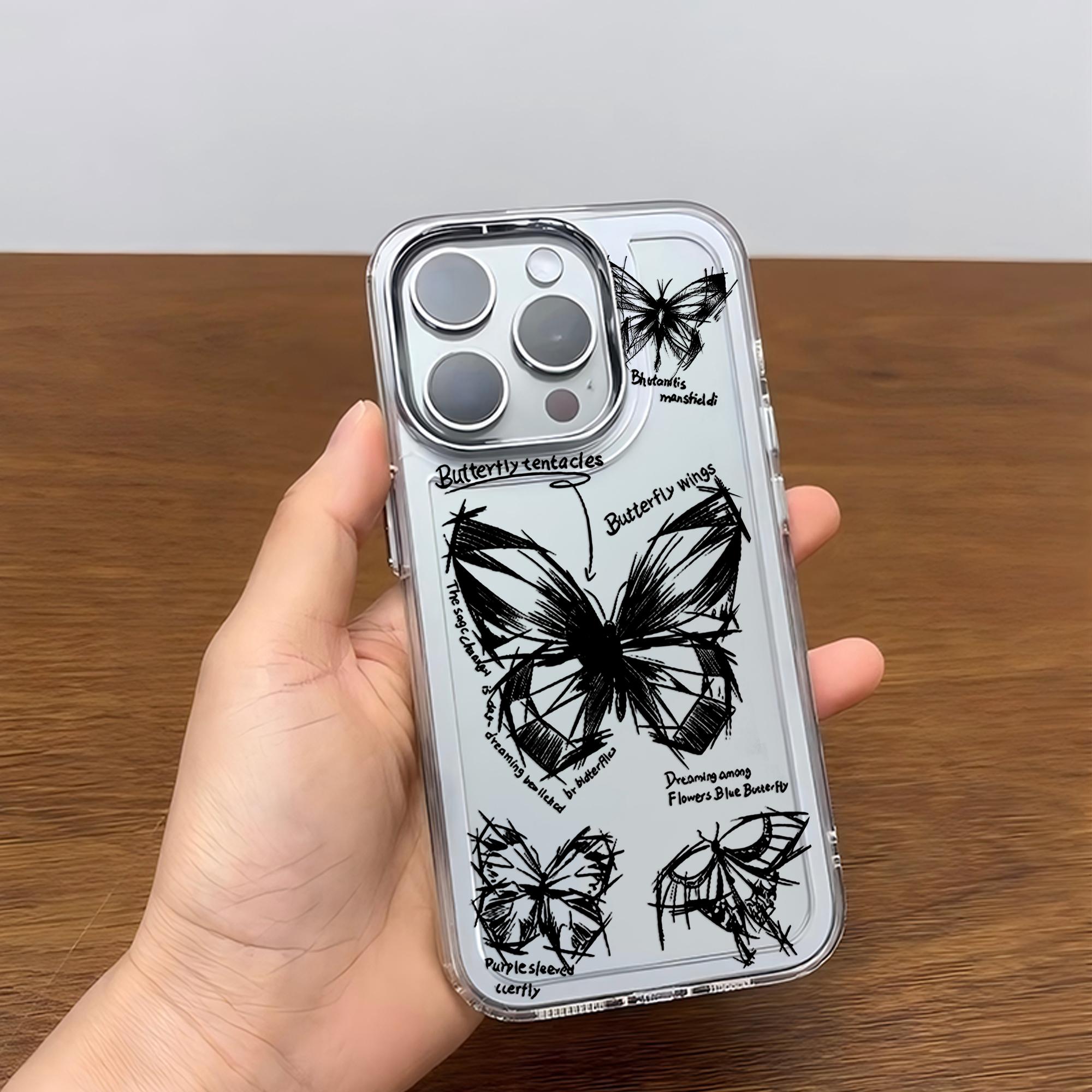 

luxury Artistic Sketch Heart Butterfly Phone Case For iPhone 17 16e 16 15 14 13 12 11mini Pro Max X XR XSMAX 8 7 Air Plus Cover iPhone XSMax