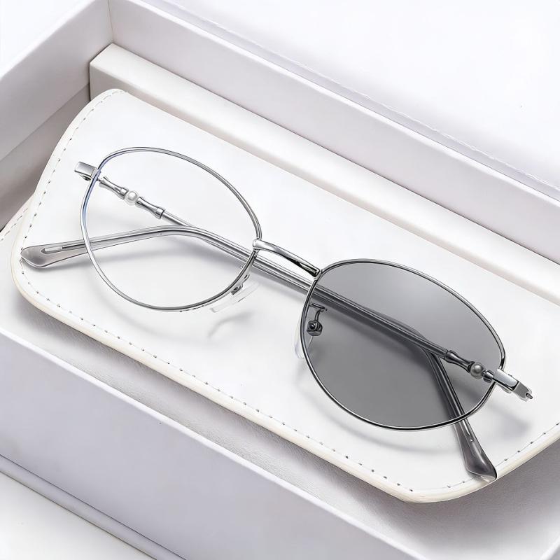Metall Ovaler Rahmen Photochrome Myopie Brille Damen INS Stil Blaulichtblockierend Minus Dioptrien Brillen Dioptrien 0 Bis -4.0