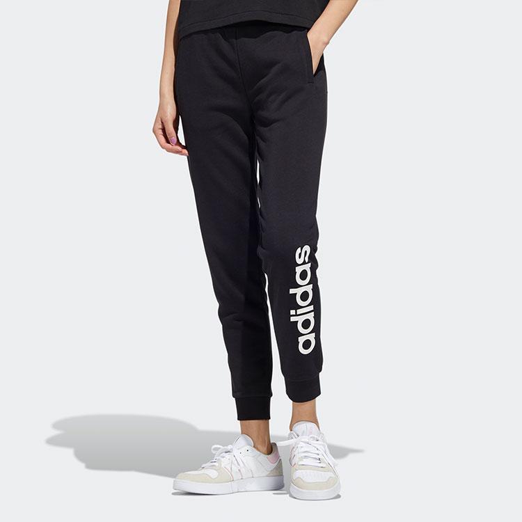 Adidas Neo Logo Print Mid-Rise Slim Fit Sports Pants Women Pants Black HI4653