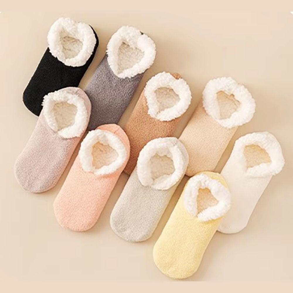 Non-slip Bottom Lamb's Wool Socks Thickened Sleeping Slipper Socks Lamb Fleece Socks Autumn Winter