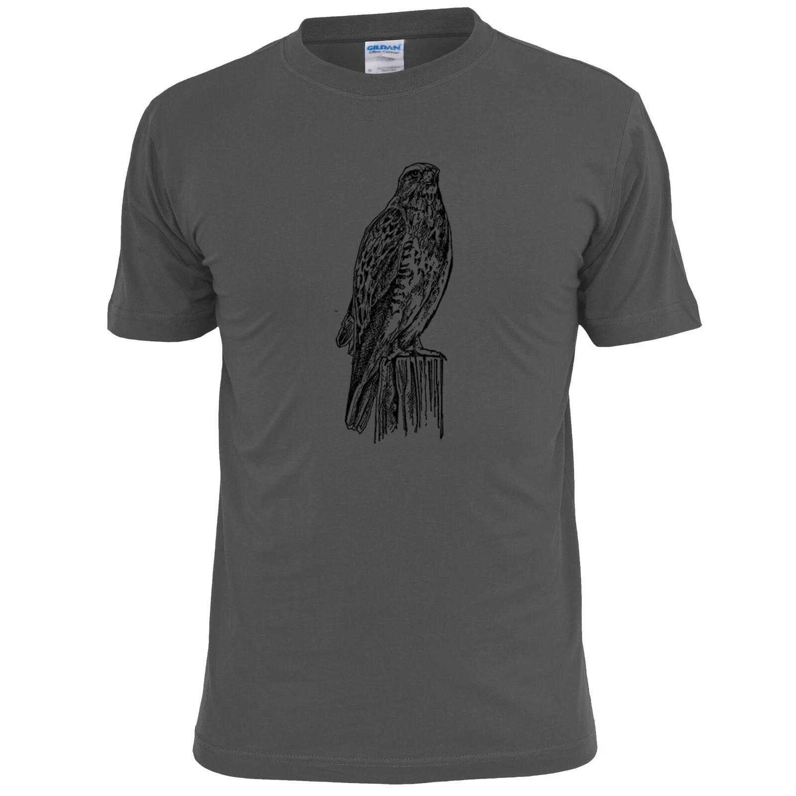 Mens Hawk Pencil Sketch T shirt Bird Of Prey Wildlife 4XL
