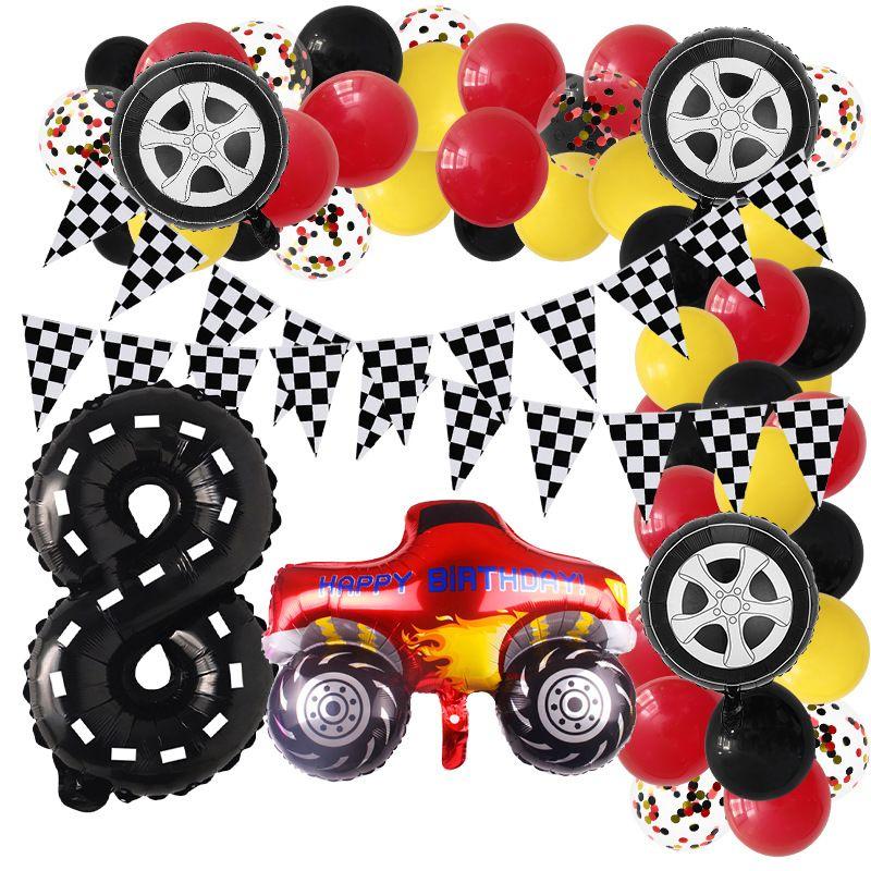 Racing-themed Party Balloon Set for Children's Birthday Party Decorations