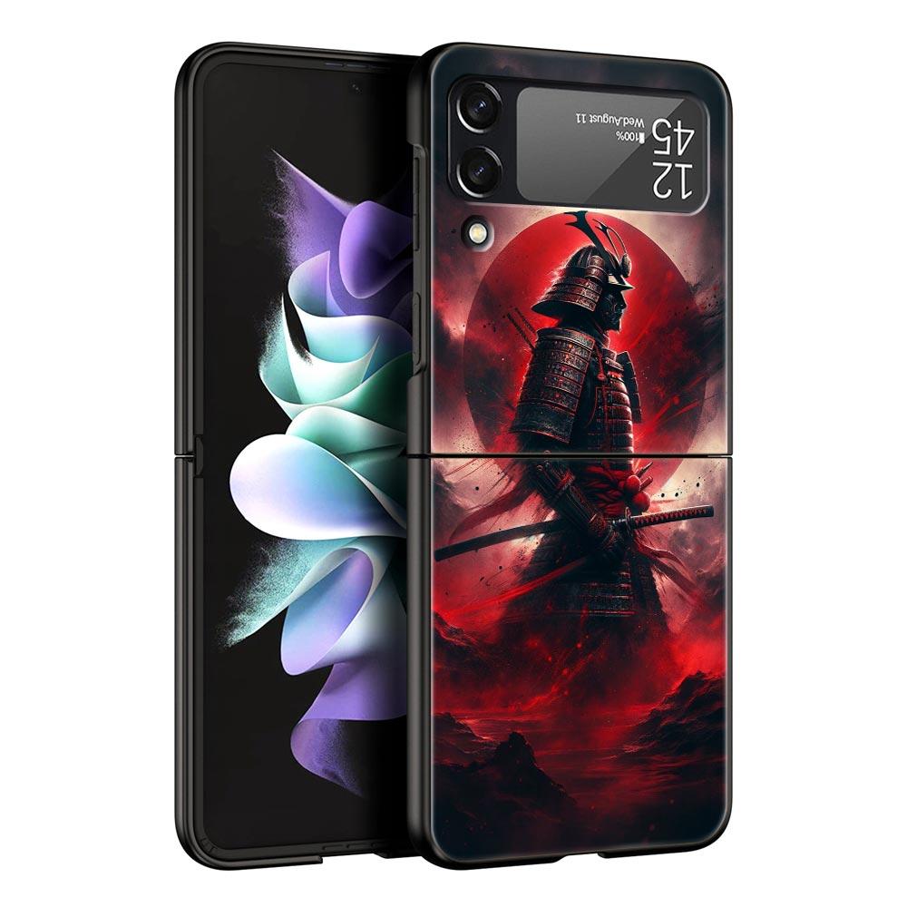 Japanese Bushido Samurai Phone Case For Samsung Galaxy Z Flip3 Flip4 Flip5 Case Shell For Z Flip 3 4 5 6 7 Hard Folding Cover