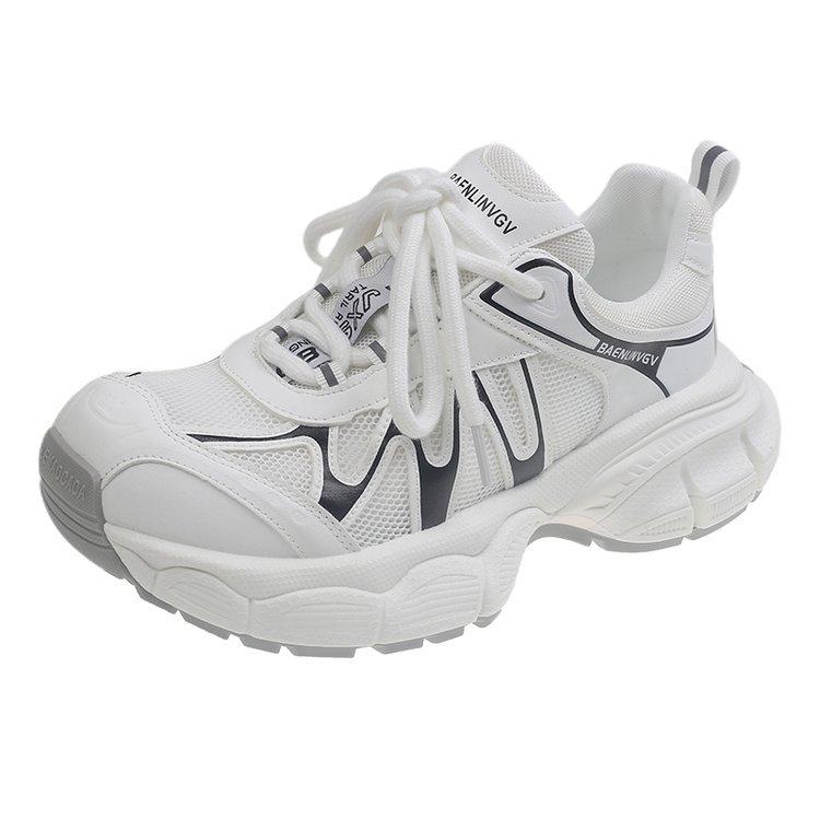 Summer Internet Celebrities Popular Old Shoes Women's 2025 New Mesh Breathable Platform Sports Shoes Leather Soft Sole Casual Shoes