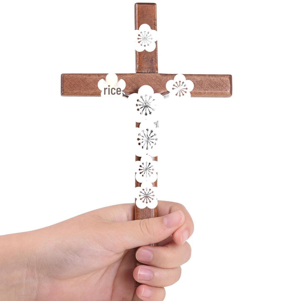Large Retro Wooden Religious Cross Pendant for Home