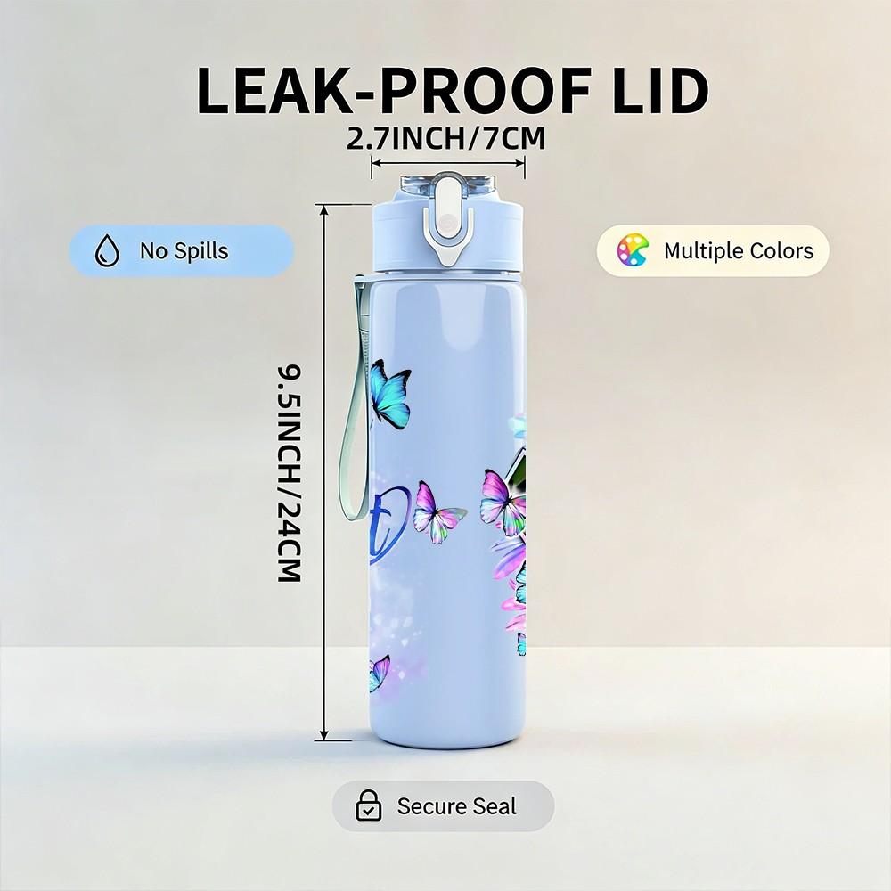 1PC Faith Cross Color Art Quote Print 750ml Color Plastic Sports Water Bottle Leakproof Flip Straw Lid Suitable for Sports Office Home Use