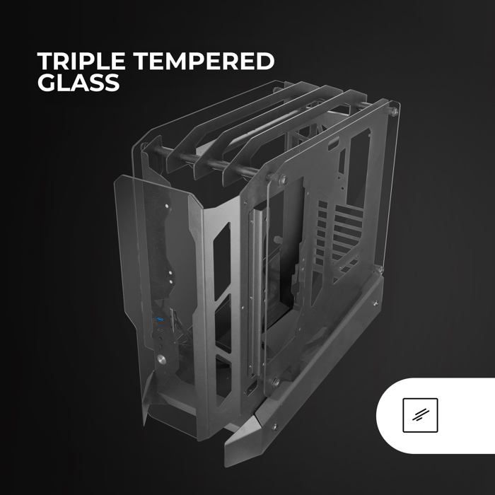 Boîtier gaming atx - mars gaming - mc-edge - design open air - triple panneau verre trempé - usb-c et usb 3.0