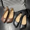 Fashion New Mary Jane Autumn Retro Light Mouth Coffee Color Grandma Shoes Single Shoes Flat Shoes Women