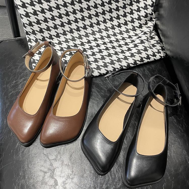 

Fashion new Mary Jane autumn retro light mouth coffee color grandma shoes single shoes flat shoes women 39 коричневый