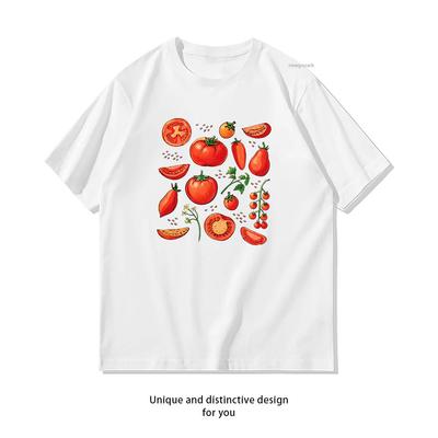 Tomato Fruit Botanical Vegetable Tshirt Summer Cotton Woman Man Graphic T Shirts Adult Oneck Breathable Tops S3XL