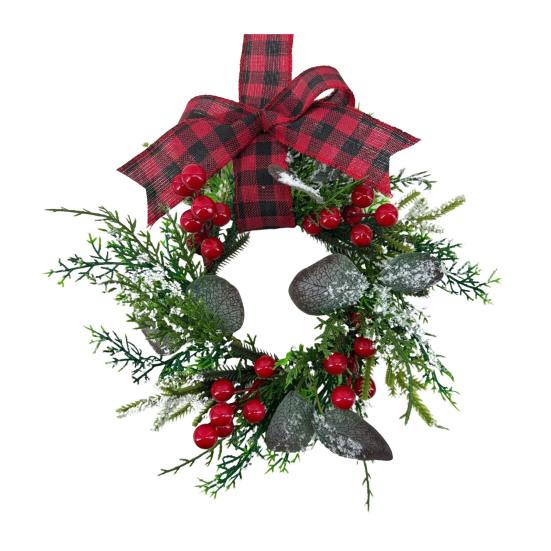 Christmas Cabinet Wreath Pine Needles Berries Pine Cones Decor Kitchen Shelves Indoor Outdoor Garland