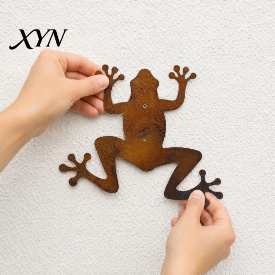 Wooden Door Iron Decor 2Pcs Metal Gecko Frog Wall Art, Rustic Lizard for Outdoor Garden, Anti-rust Patio & Yard, Distressed Finish Animal Hanging