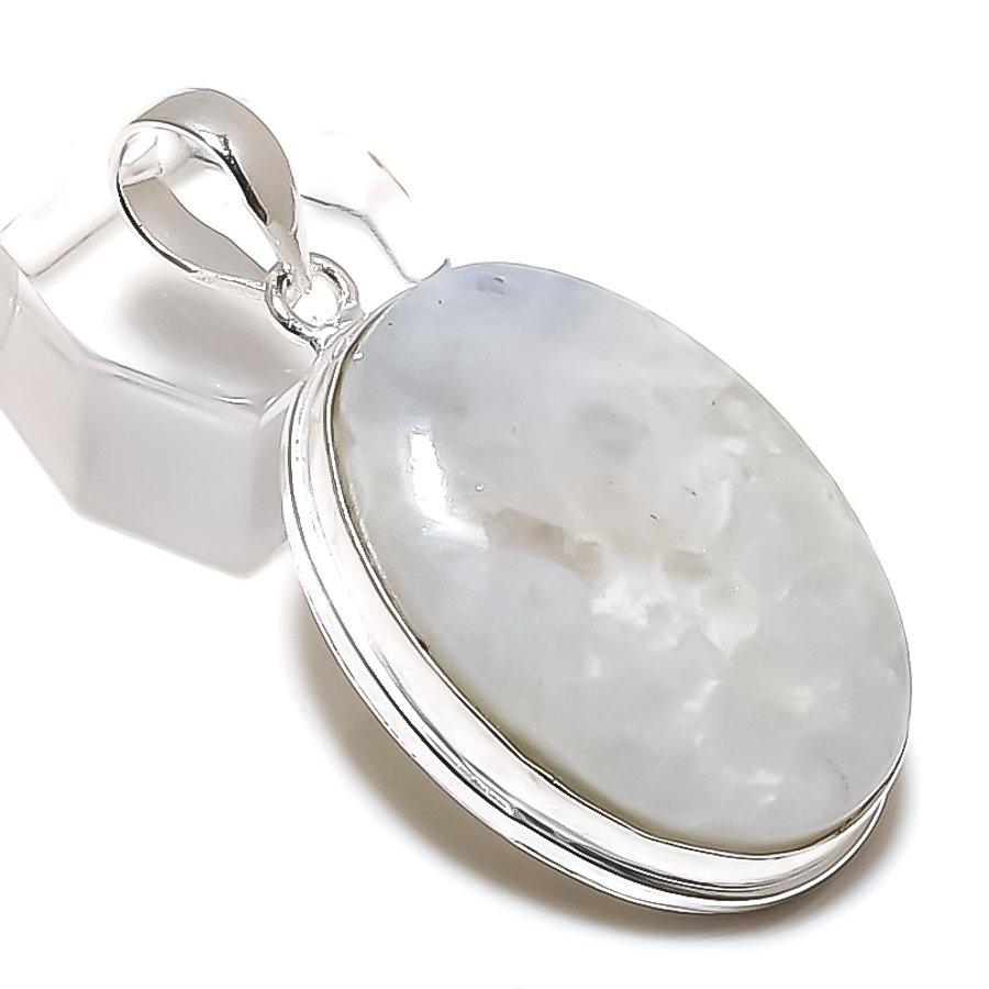 Rainbow Moonstone Gemstone Handmade 925 Sterling Silver Gift Pendant 1.97" F2t65