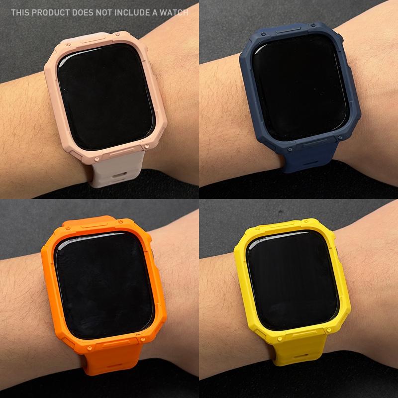2pcs Adjustable Strap + Hollow Out TPU Shockproof Case For Apple Watch Ultra/SE/10-1 Soft Smartwatch Accessories