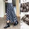 Kryoza Check Long Skirt with High Elastic Women's Skirt, A-Line Pattern, Waist, Stylish, Waist, Fall/Winter (BGZ01-Navy-S)