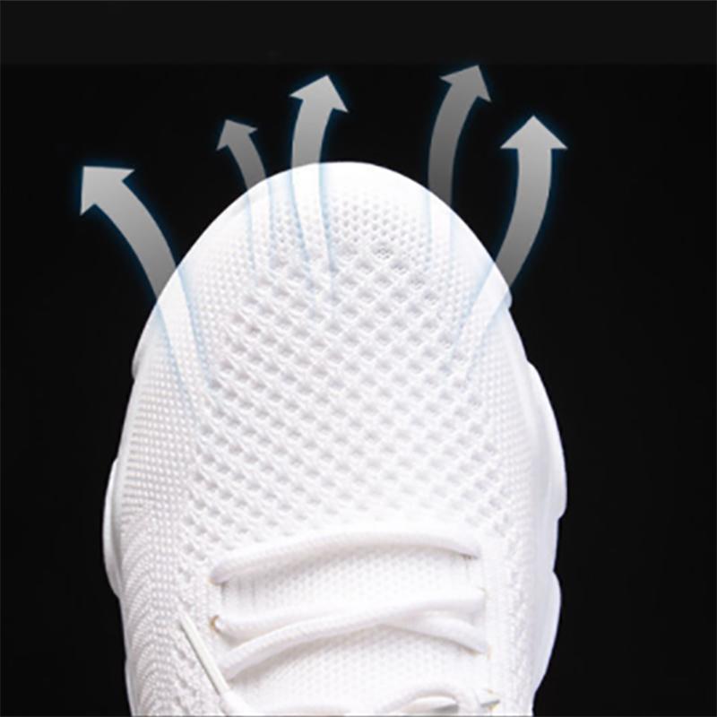 Dámské letní síťované boty Prodyšné síťované ležérní sportovní boty pro střední věk a seniory Univerzální protiskluzové látkové boty s měkkou podrážkou Bílé boty