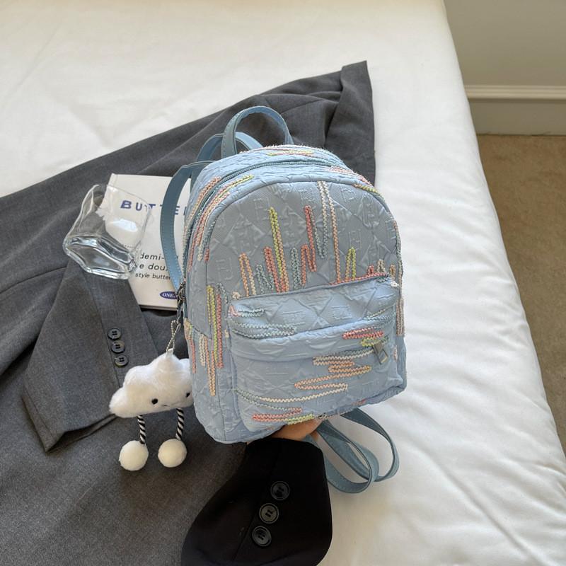 Stylish Lightweight Canvas Backpack For Girls Trendy College Students In Black Blue Pink Beige